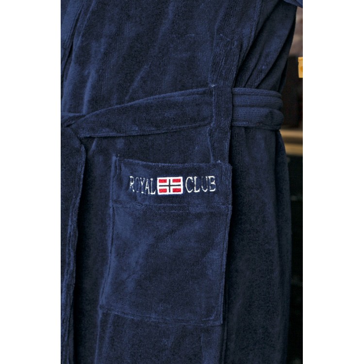 Мужской короткий халат с капюшоном ROYAL CLUB blue, Five Wien
