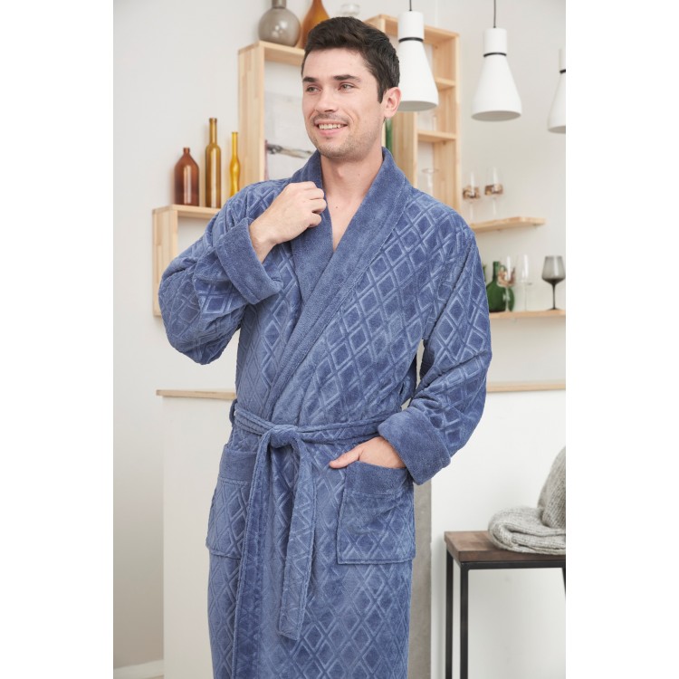 Классический мужской бамбуковый халат Sorento-denim, Five Wien Классический мужской бамбуковый халат Sorento-denim, Five Wien
