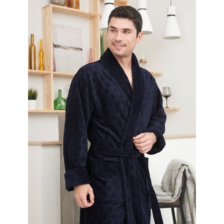 Классический мужской бамбуковый халат Sorento-navy, Five Wien