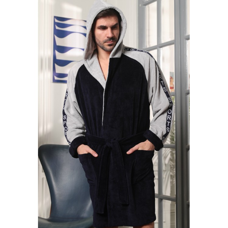 Мужской спортивный халат с капюшоном Sport-blue, Five Wien