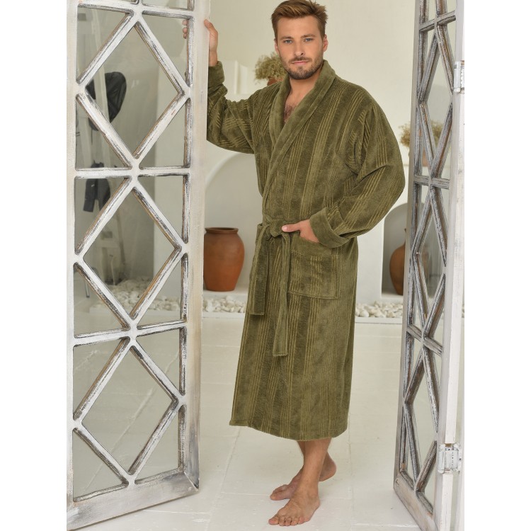 Мужской бамбуковый халат Valentino khaki, Five Wien