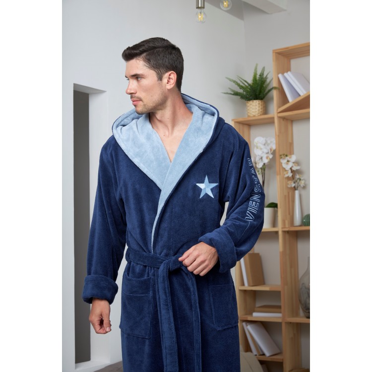 Спортивный мужской бамбуковый халат Vien Star-denim, Five Wien
