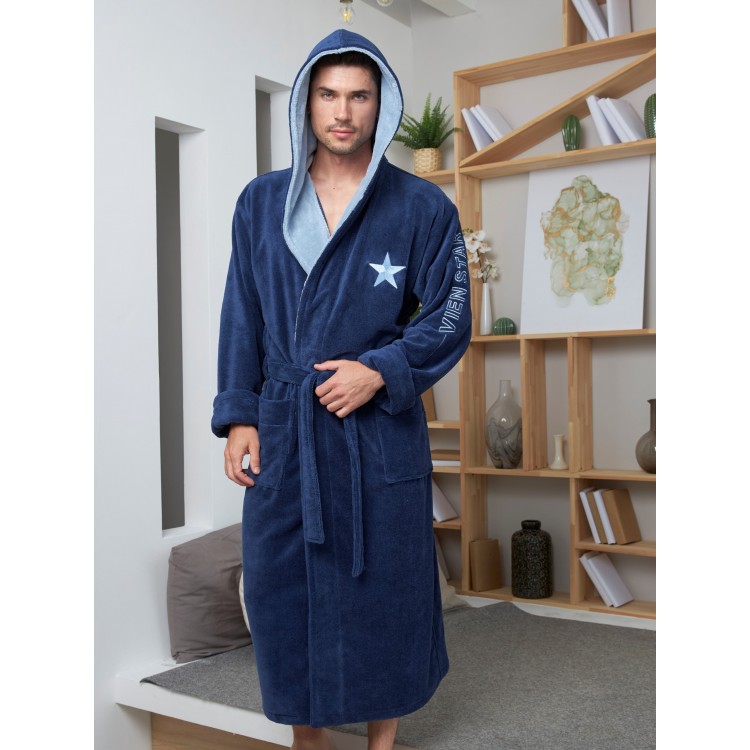 Спортивный мужской бамбуковый халат Vien Star-denim, Five Wien