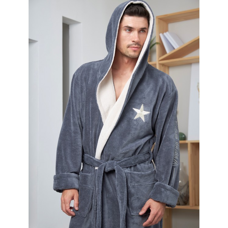 Спортивный мужской бамбуковый халат Vien Star-silver, Five Wien