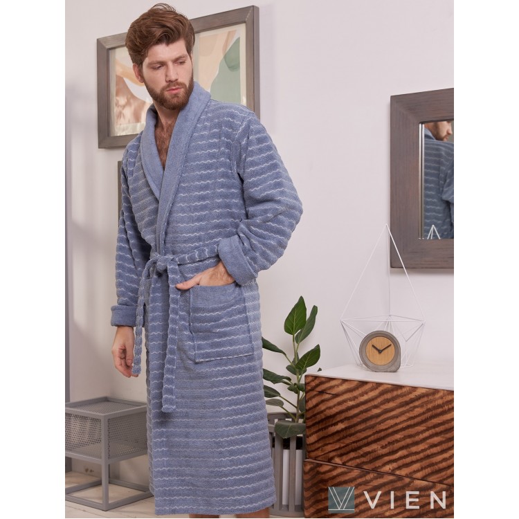 Халат мужской махровый WAVE denim, Five Wien
