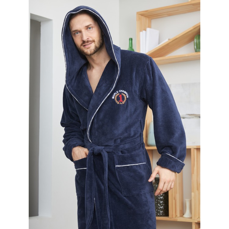Махровый мужской халат WORLD CHAMPION - denim, Five Wien