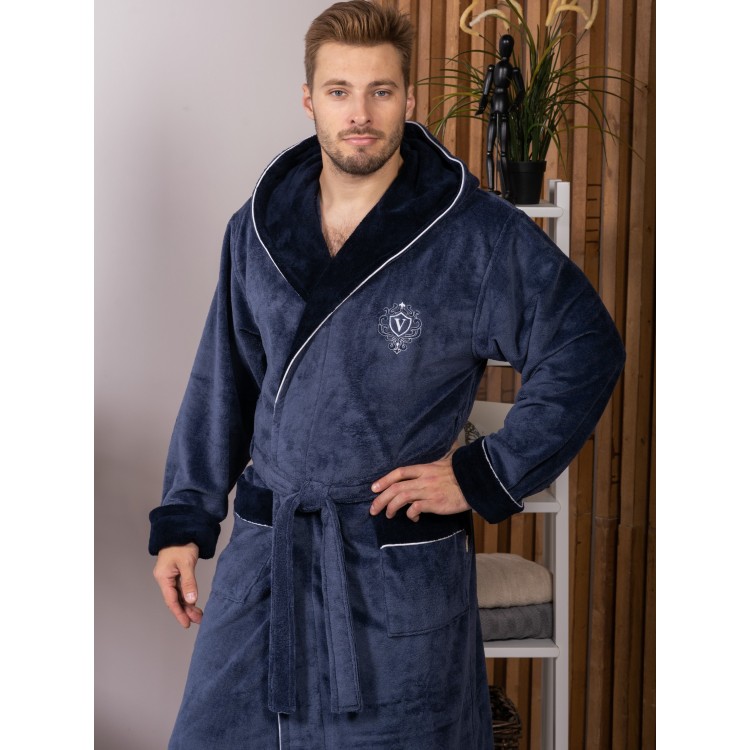 Халат мужской бамбуковый длинный с капюшоном Lucas-denim, Five Wien