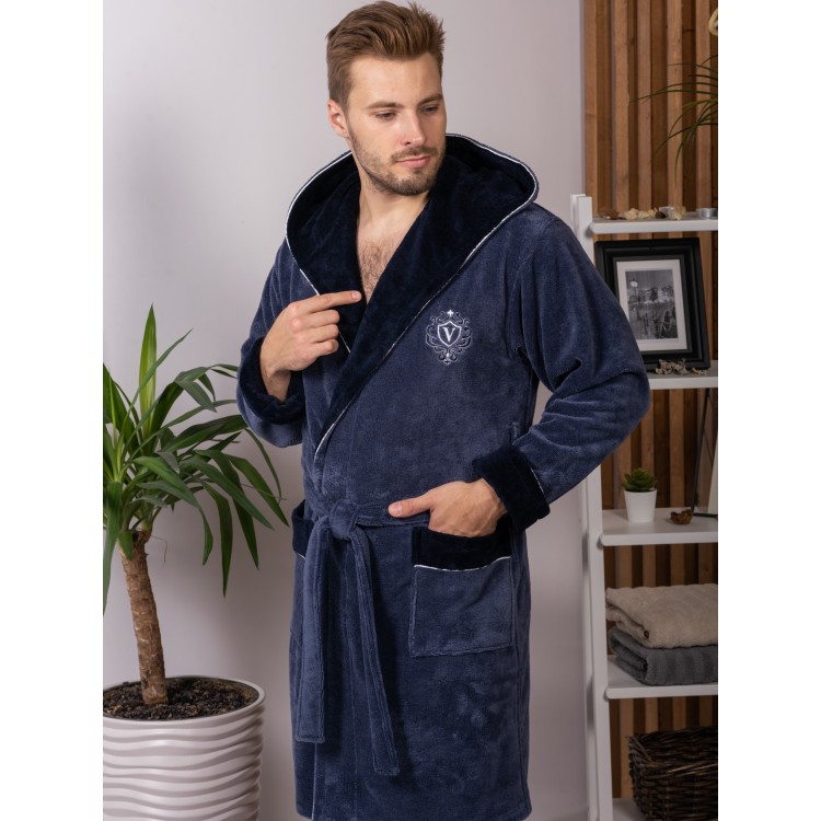 Халат мужской бамбуковый короткий с капюшоном Lucas-denim, Five Wien
