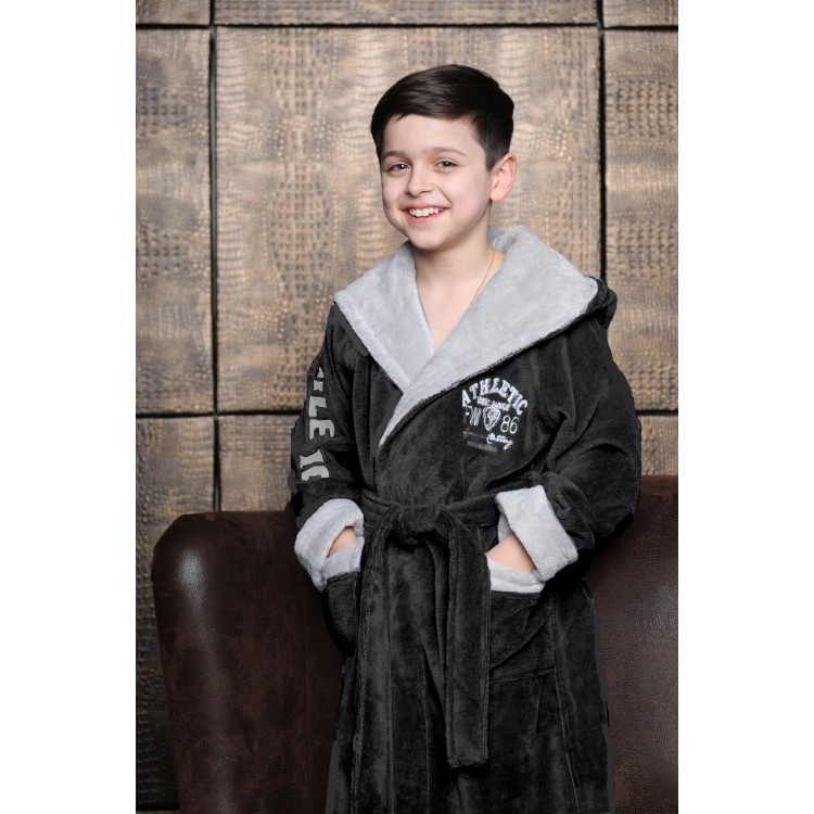 Подростковый бамбуковый халат для мальчиков ATLETIK Junior anthracite, Five Wien