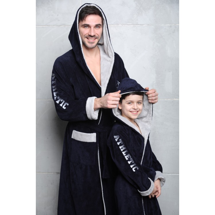 Подростковый бамбуковый халат для мальчиков Athletic Junior blue, Five Wien