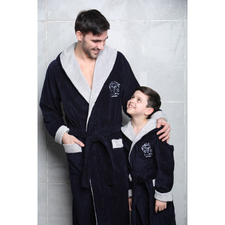 Подростковый бамбуковый халат для мальчиков Athletic Junior blue, Five Wien