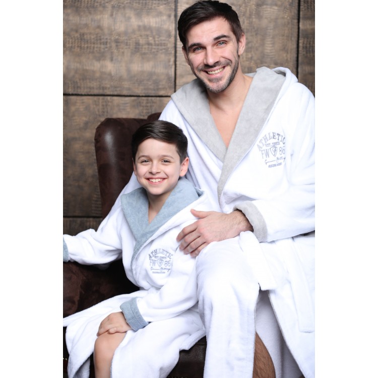 Подростковый бамбуковый халат для мальчиков Athletic Junior white, Five Wien