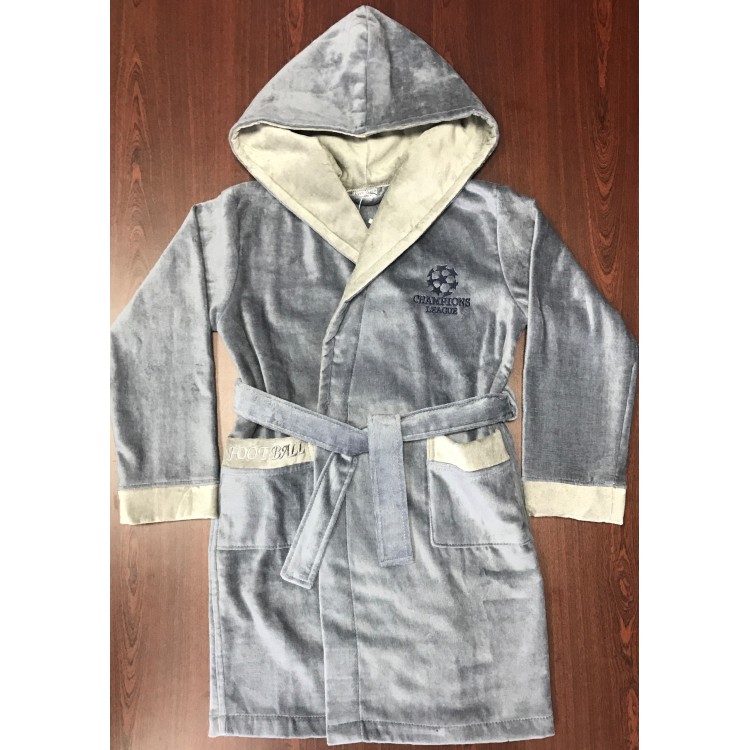 Подростковый махровый халат для мальчиков Boys-gray, Five Wien