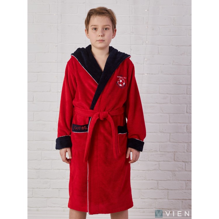Подростковый бамбуковый халат для мальчиков Ronaldo-red, Five Wien