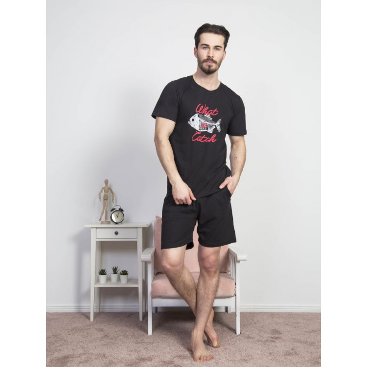Домашний мужской комплект с шортами 225767 - black, GAZZAZ