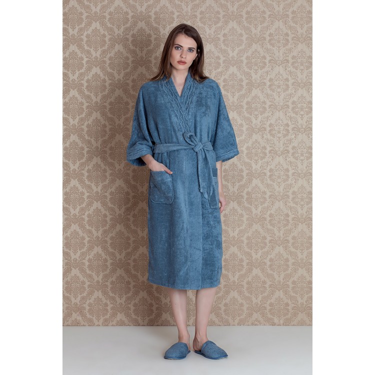 Женский домашний комплект халат+тапочки 17135-azure "Bamboo Maxi", Hays
