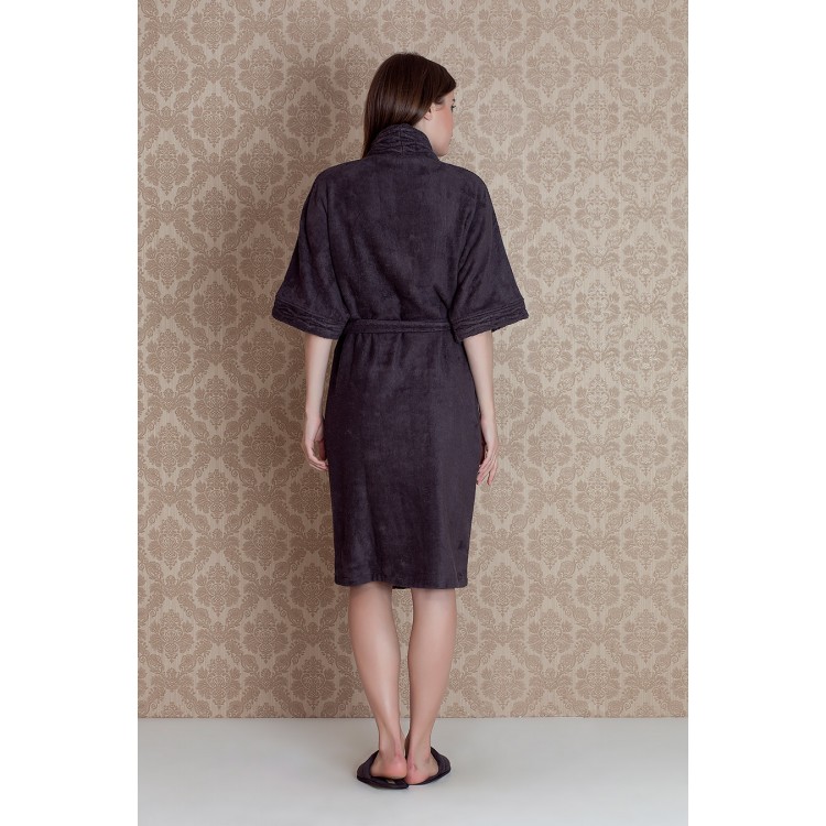 Женский домашний комплект халат+тапочки 17135-dark gray "Bamboo Maxi", Hays