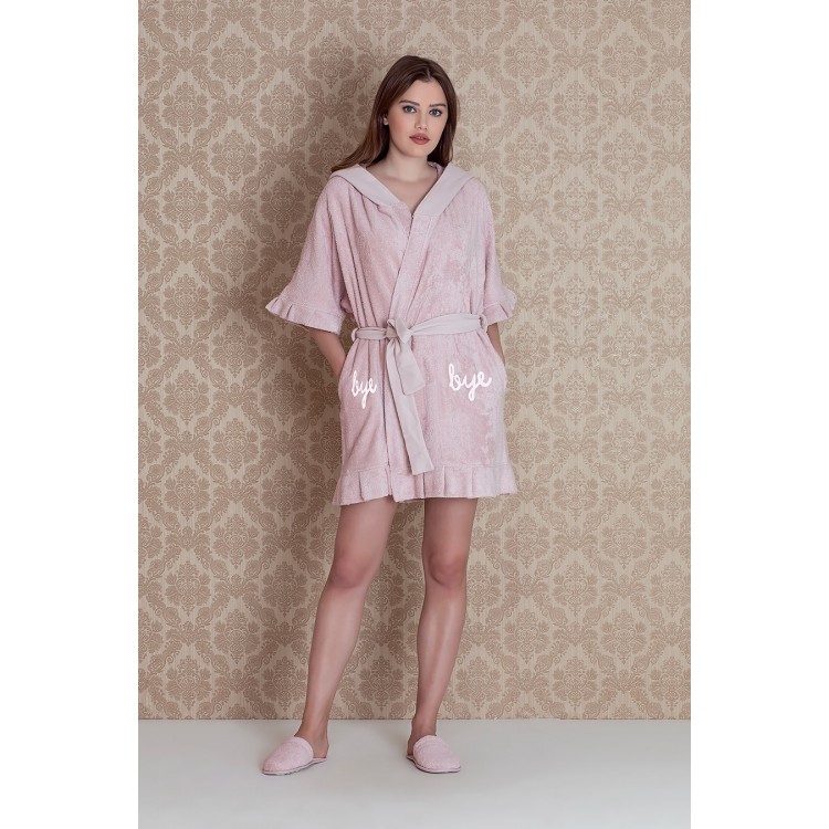Женский домашний комплект халат+тапочки 17136-pink "Bamboo Mini", Hays