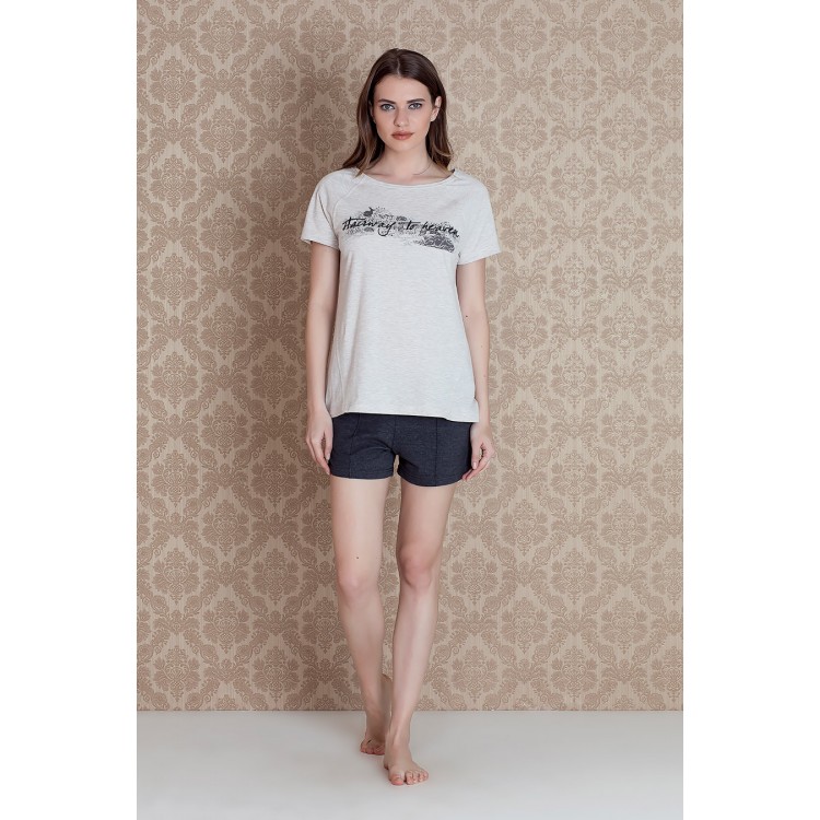 Женская хлопковая пижама с шортами 17087 "Heaven Bej Shorts", Hays
