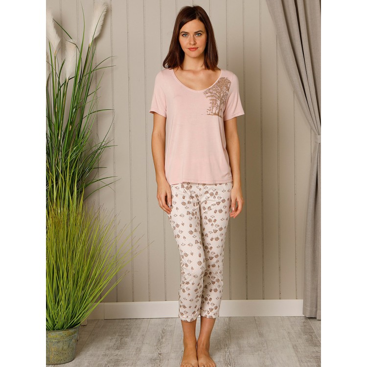 Женская хлопковая пижама с капри 18504 "Huma shirt capri", Hays