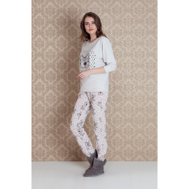 Женская хлопковая пижама с брюками 17048 "Mona Bej Pants", Hays