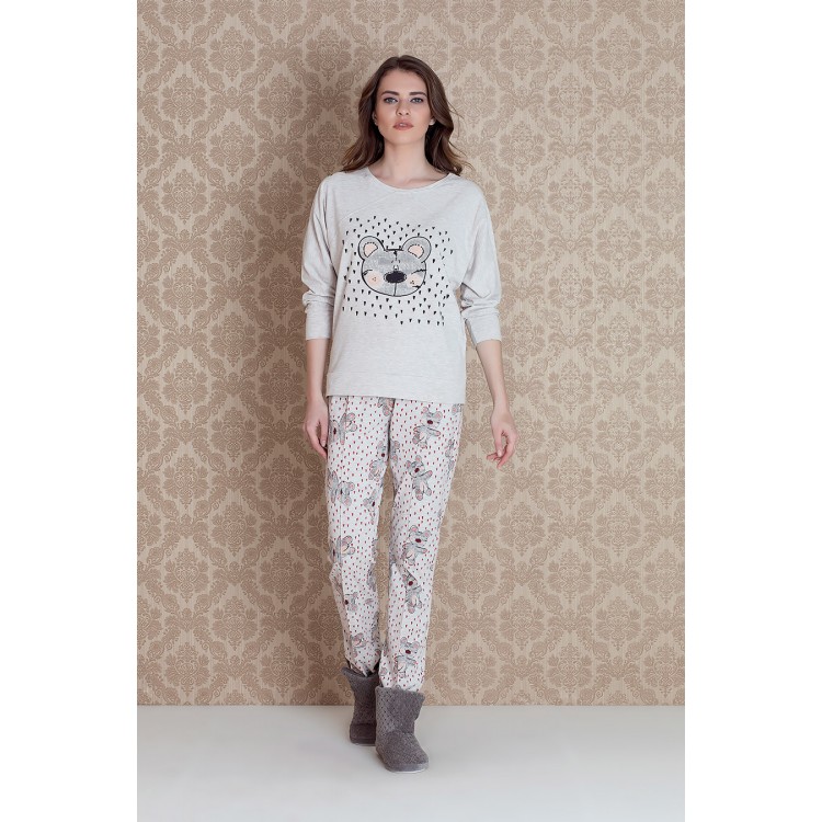 Женская хлопковая пижама с брюками 17048 "Mona Bej Pants", Hays