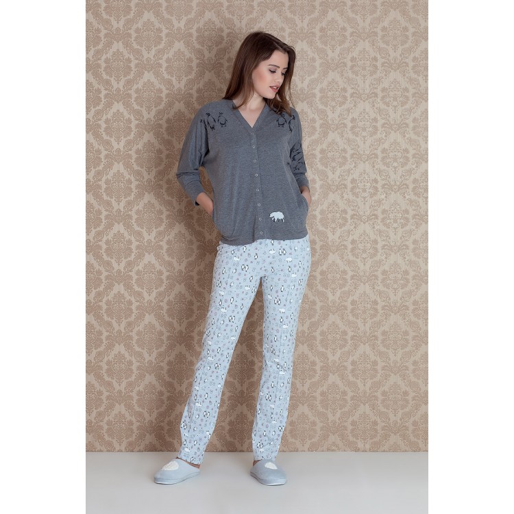 Женский домашний костюм 17091-gray "Norda Sleeve Pants", Hays