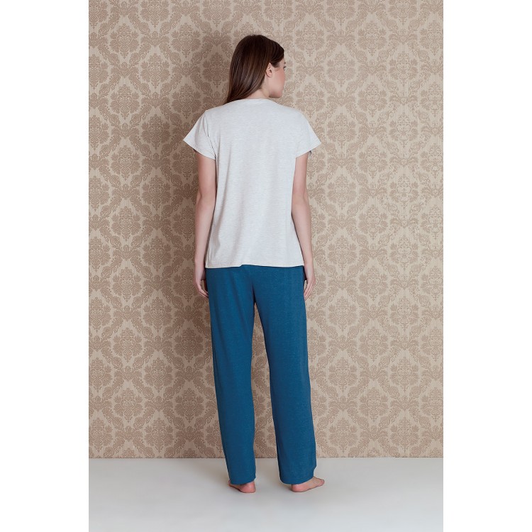 Женская хлопковая пижама с брюками 17306-blue "Pingua Plus Size Pants", Hays