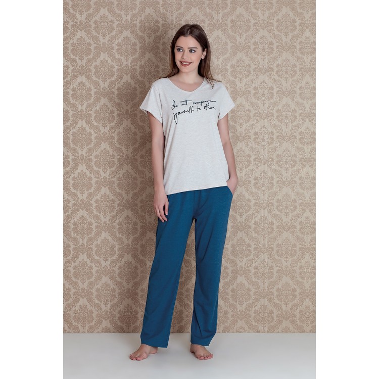 Женская хлопковая пижама с брюками 17306-blue "Pingua Plus Size Pants", Hays