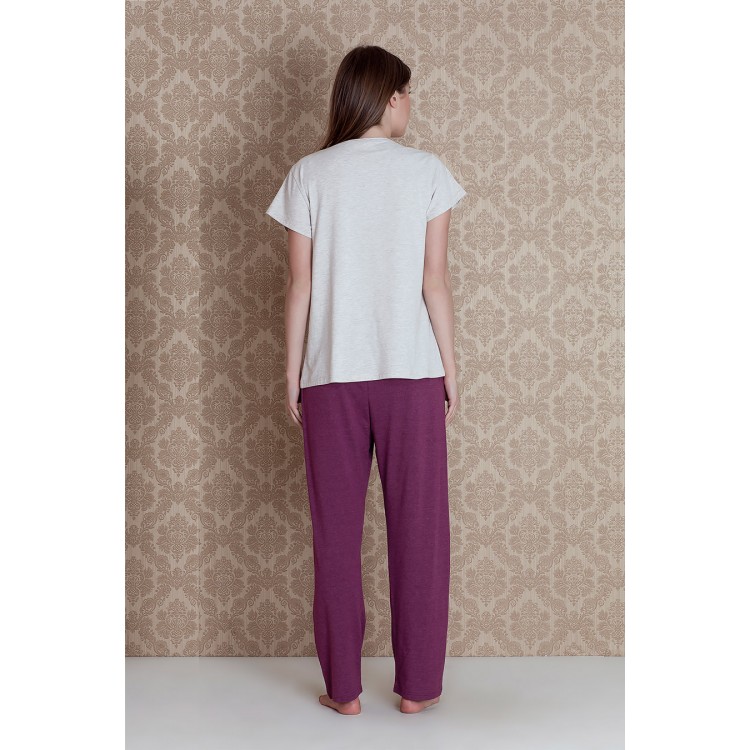 Женская хлопковая пижама с брюками 17306-eggplant "Pingua Plus Size Pants", Hays