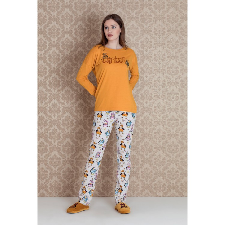 Женская хлопковая пижама с брюками 17016-yellow, Hays