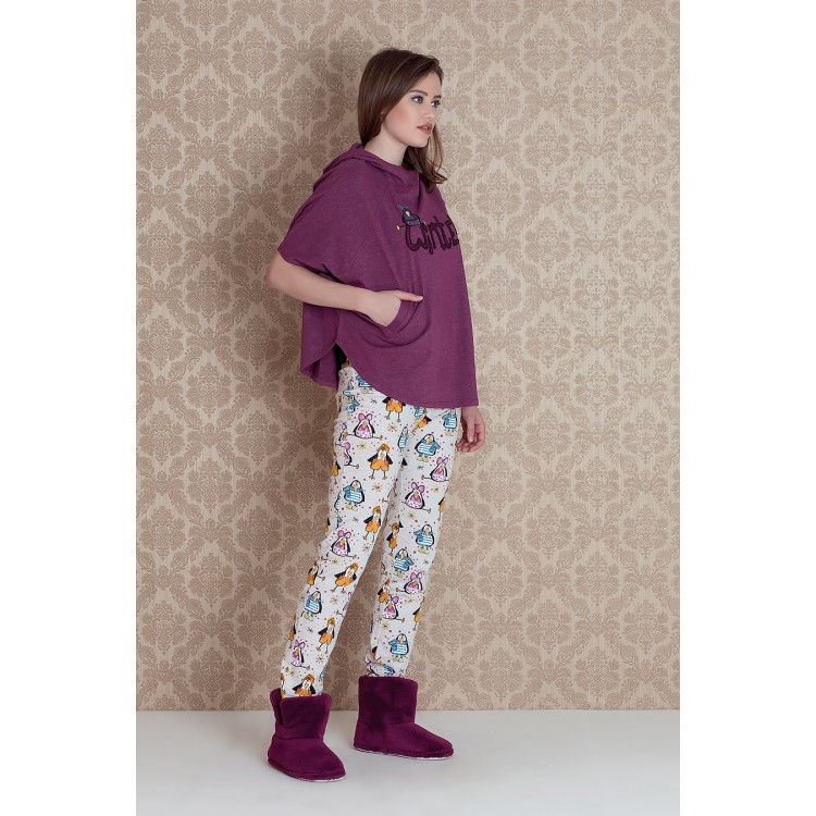Женская хлопковая пижама с брюками 17018-eggplant "Pingua Pants", Hays