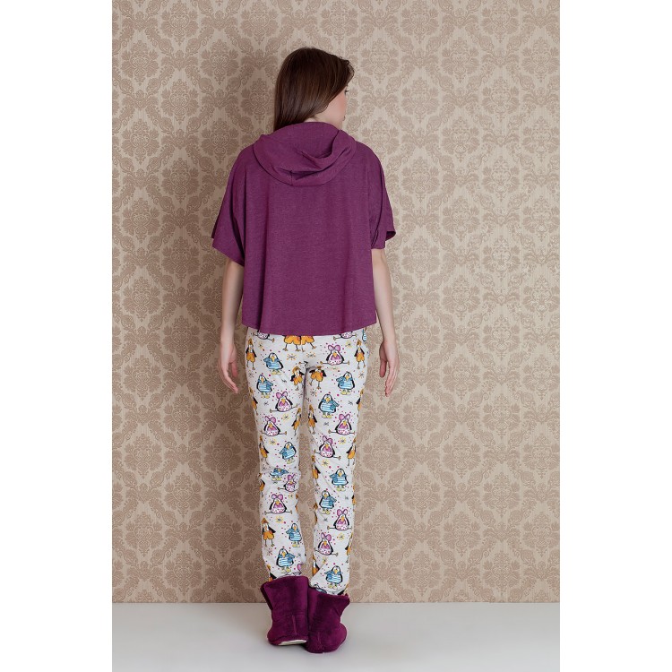 Женская хлопковая пижама с брюками 17018-eggplant "Pingua Pants", Hays