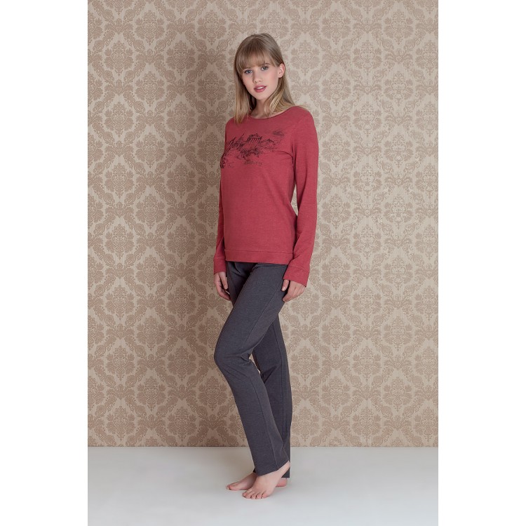 Женская пижама с брюками 17118 "Roma Red Pants", Hays