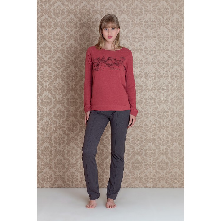 Женская пижама с брюками 17118 "Roma Red Pants", Hays
