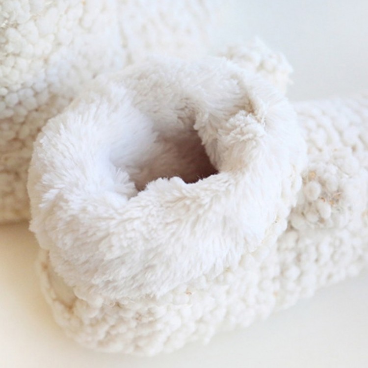 Женские домашние вязаные сапожки E 240 crem POMPOMS, Halluci
