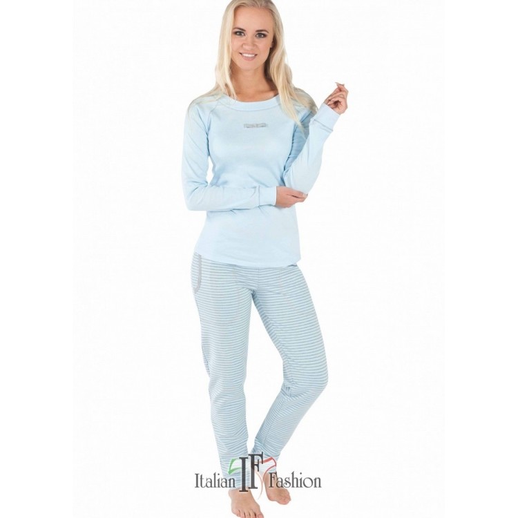 Голубая женская пижама с брюками SALI-1 azure, Italian Fashion