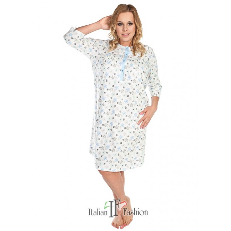 Женская хлопковая сорочка AZALIA ecru/azure, Italian Fashion