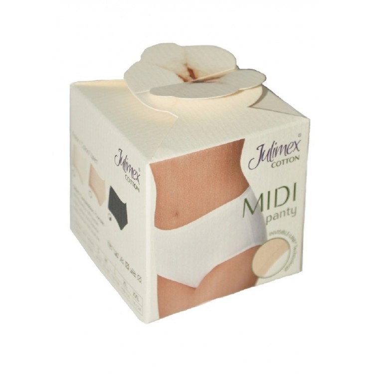 Женские бесшовные трусики-слип COTTON MIDI-white, JULIMEX