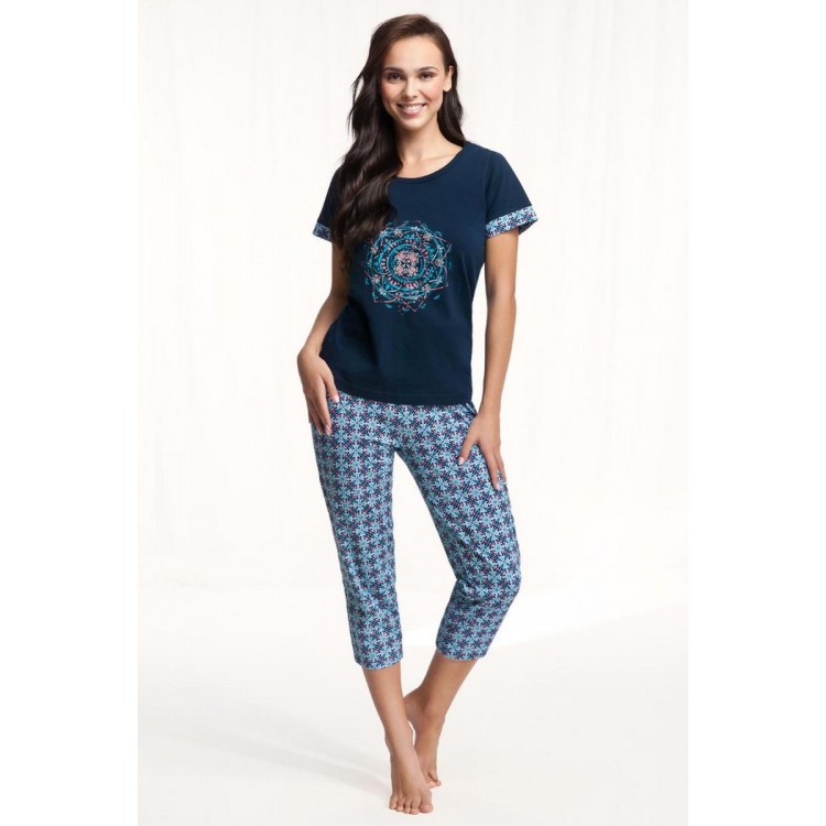 Пижама женская с капри 498 blue, LUNA
