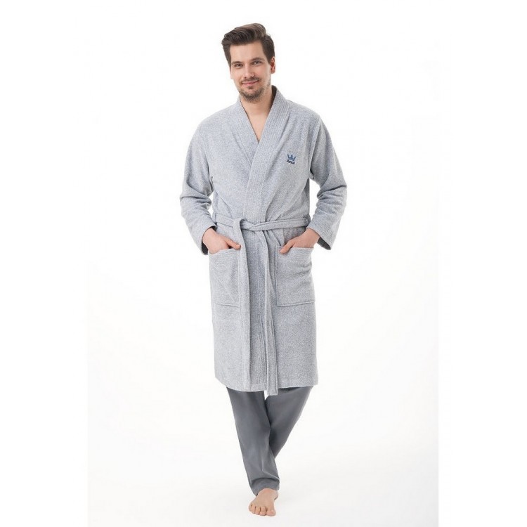 Халат мужской велюровый 850 grey, LUNA