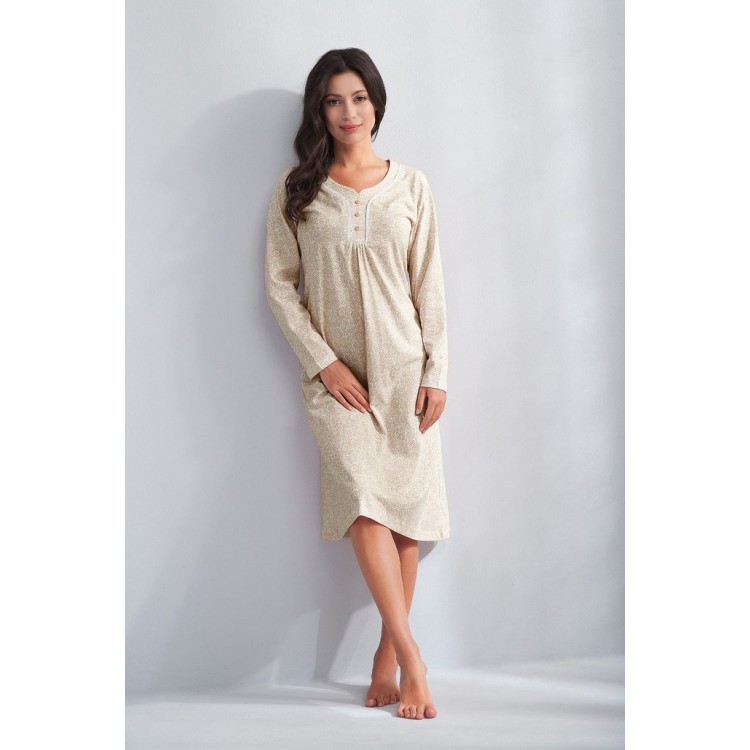 Женская хлопковая сорочка больших размеров 123-beige, LUNA
