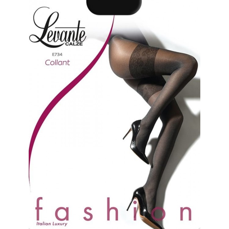 Фантазийные колготки имитация чулок E734 40 den-nero, Levante