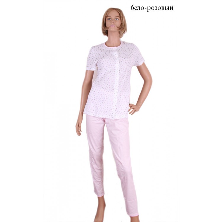 Женская пижама с брюками 64117-white/pink, Linclalor