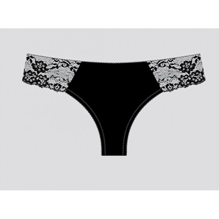 Женские хлопковые трусики-стринг 3021D-black, Lovely Girl