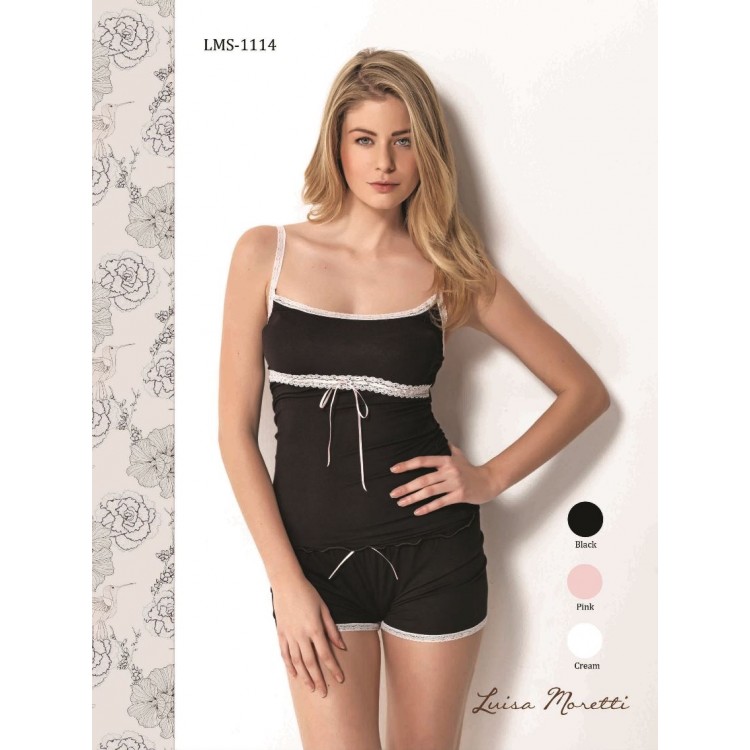 Бамбуковая пижама с шортами 1114 black, LUISA MORETTI