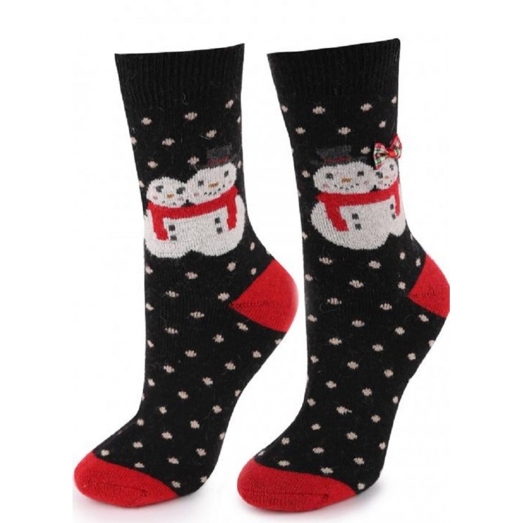 Носки женские новогодние ANGORA TERRY R35 dark blue, Marilyn