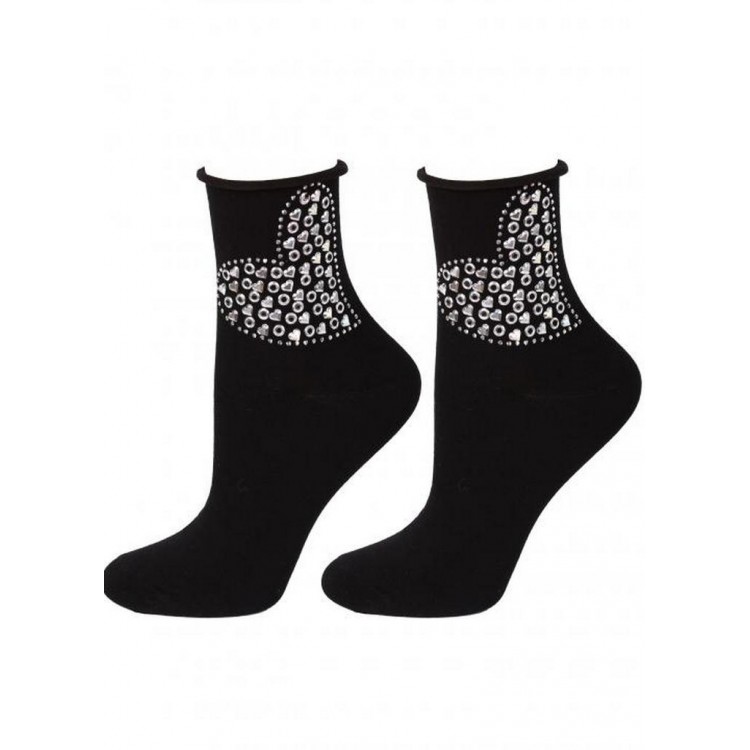 Носки женские хлопковые SC HEART ROCK S38 - black, Marilyn