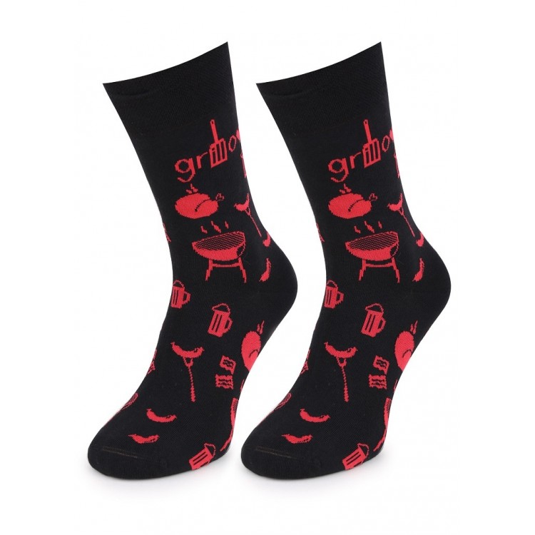 Мужские хлопковые носки MEN GRILLOVE black/red, MARILYN