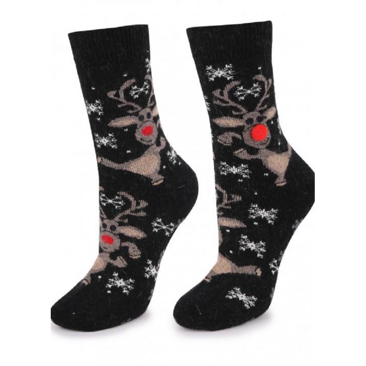 Теплые женские носки ANGORA TERRY R34 - black, MARILYN